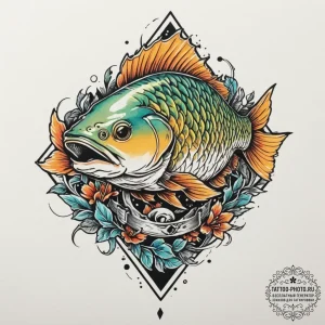 Crucian carp, tattoo sketch design, on a clea... - эскиз тату (№1751913433_0, 07.07.2025 18:37) — tattoo-photo.ru