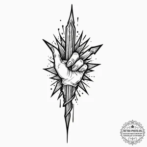A linework tattoo of the spear of destiny fro... - эскиз тату (№1751913517_0, 07.07.2025 18:38) — tattoo-photo.ru