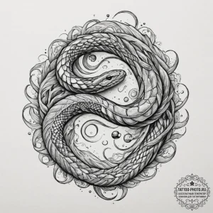 Tattoo design a cosmic serpent, its scales th... - эскиз тату (№1751913602_0, 07.07.2025 18:40) — tattoo-photo.ru