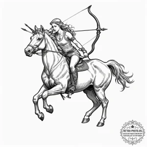 A sketch of a centaur archer, powerful and my... - эскиз тату (№1751913686_0, 07.07.2025 18:41) — tattoo-photo.ru
