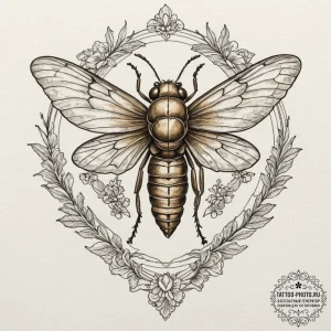Tattoo sketch a cicada with a subtle, hidden... - эскиз тату (№1751914108_0, 07.07.2025 18:48) — tattoo-photo.ru