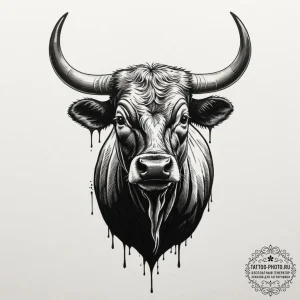 Bull, tattoo sketch design, black and grey ta... - эскиз тату (№1751914952_0, 07.07.2025 19:02) — tattoo-photo.ru