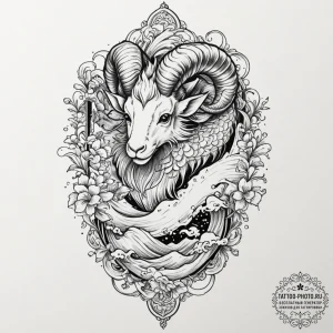 Tattoo sketch an aries ram with the "emperor"... - эскиз тату (№1751915121_0, 07.07.2025 19:05) — tattoo-photo.ru