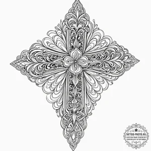 Cross, ink illustration for tattoo, ornamenta... - эскиз тату (№1751915205_0, 07.07.2025 19:06) — tattoo-photo.ru