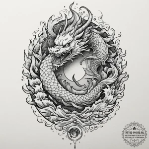 Tattoo sketch: a stylized depiction of a flam... - эскиз тату (№1751915457_0, 07.07.2025 19:10) — tattoo-photo.ru