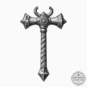 Tattoo sketch: perun's hammer used as a prote... - эскиз тату (№1751916133_0, 07.07.2025 19:22) — tattoo-photo.ru