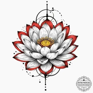 Tattoo design a lotus flower, its center a sw... - эскиз тату (№1751916748_0, 07.07.2025 19:32) — tattoo-photo.ru
