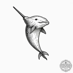 A narwhal, artistic tattoo sketch, detailed c... - эскиз тату (№1751917831_0, 07.07.2025 19:50) — tattoo-photo.ru