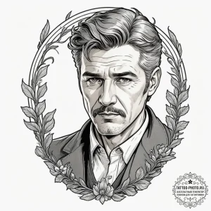Graphic novel style portrait of a grizzled, o... - эскиз тату (№1751919630_0, 07.07.2025 20:20) — tattoo-photo.ru