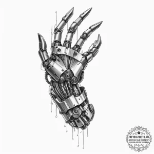 Johnny silverhand's robotic arm from cyberpun... - эскиз тату (№1751920053_0, 07.07.2025 20:27) — tattoo-photo.ru