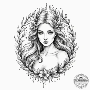 A dark watercolor tattoo of marzanna (morana)... - эскиз тату (№1751920561_0, 07.07.2025 20:36) — tattoo-photo.ru