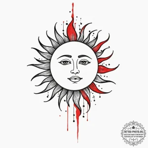 Tattoo sketch a minimalist sun or moon., conc... - эскиз тату (№1751920816_0, 07.07.2025 20:40) — tattoo-photo.ru