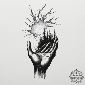 Tattoo sketch a person's silhouette with a st... - эскиз тату (№1751920900_0, 07.07.2025 20:41) — tattoo-photo.ru