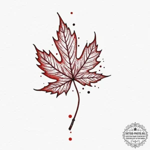 Tattoo design a single, falling autumn leaf w... - эскиз тату (№1751920984_0, 07.07.2025 20:43) — tattoo-photo.ru