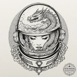 Tattoo design a spacesuit helmet, its visor r... - эскиз тату (№1751921490_0, 07.07.2025 20:51) — tattoo-photo.ru