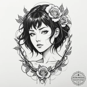 A sketch of major motoko kusanagi from ghost... - эскиз тату (№1751921828_0, 07.07.2025 20:57) — tattoo-photo.ru