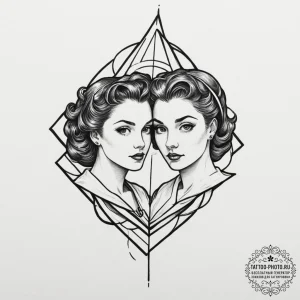 Tattoo sketch gemini twins, one made of light... - эскиз тату (№1751922255_0, 07.07.2025 21:04) — tattoo-photo.ru