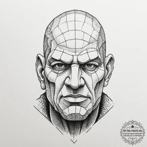 A sketch of a powerful golem made of stone an... - эскиз тату (№1751922340_0, 07.07.2025 21:05) — tattoo-photo.ru