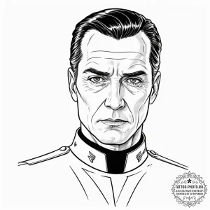 A graphic novel style portrait of grand admir... - эскиз тату (№1751922512_0, 07.07.2025 21:08) — tattoo-photo.ru