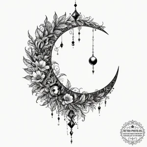 Tattoo design a single, dark, new moon, but i... - эскиз тату (№1751922598_0, 07.07.2025 21:09) — tattoo-photo.ru