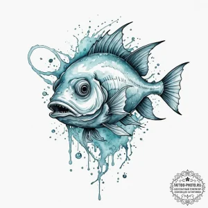 A deep-sea anglerfish with a bioluminescent l... - эскиз тату (№1751923104_0, 07.07.2025 21:18) — tattoo-photo.ru