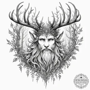 Leshy (forest spirit), artistic tattoo sketch... - эскиз тату (№1751923275_0, 07.07.2025 21:21) — tattoo-photo.ru