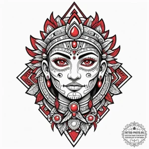 Aztec, tattoo drawing outline, on a clean whi... - эскиз тату (№1751923358_0, 07.07.2025 21:22) — tattoo-photo.ru