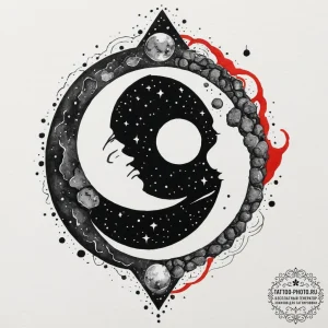 Tattoo sketch a celestial event that doesn't... - эскиз тату (№1751924110_0, 07.07.2025 21:35) — tattoo-photo.ru