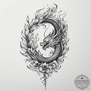 Tattoo design a phoenix feather, where the qu... - эскиз тату (№1751924369_0, 07.07.2025 21:39) — tattoo-photo.ru