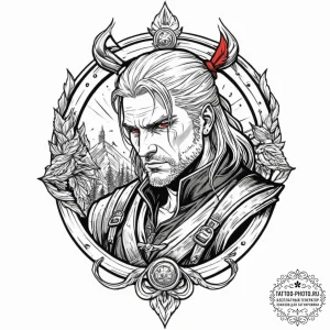 A graphic novel panel of geralt fighting the... - эскиз тату (№1751924538_0, 07.07.2025 21:42) — tattoo-photo.ru