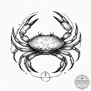 Tattoo design a cancer crab, with a small cha... - эскиз тату (№1751924961_0, 07.07.2025 21:49) — tattoo-photo.ru