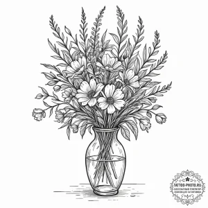 Tattoo sketch a wilted bouquet of flowers in... - эскиз тату (№1751925044_0, 07.07.2025 21:50) — tattoo-photo.ru