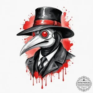 A plague doctor mask (is there, but can be a... - эскиз тату (№1751925813_0, 07.07.2025 22:03) — tattoo-photo.ru