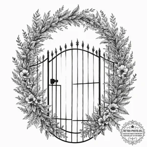 Tattoo design a garden gate or a front door w... - эскиз тату (№1751926748_0, 07.07.2025 22:19) — tattoo-photo.ru