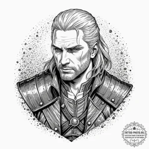 A graphic novel panel of geralt fighting the... - эскиз тату (№1751927004_0, 07.07.2025 22:23) — tattoo-photo.ru