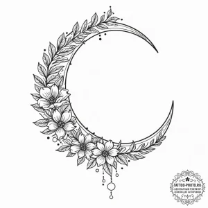 Tattoo design a crescent moon with a hidden c... - эскиз тату (№1751927173_0, 07.07.2025 22:26) — tattoo-photo.ru