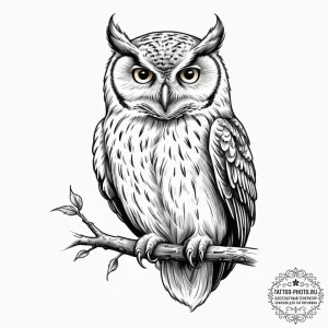 Neo-traditional tattoo design of the owl from... - эскиз тату (№1751927599_0, 07.07.2025 22:33) — tattoo-photo.ru