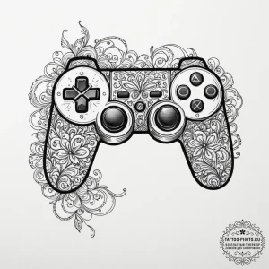 Tattoo design a clean outline of a game contr... - эскиз тату (№1751928193_0, 07.07.2025 22:43) — tattoo-photo.ru