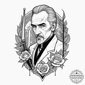 A sketch of count dooku, looking arrogant, wi... - эскиз тату (№1751928877_0, 07.07.2025 22:54) — tattoo-photo.ru