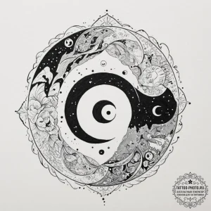 Tattoo sketch a yin and yang symbol with each... - эскиз тату (№1751928963_0, 07.07.2025 22:56) — tattoo-photo.ru
