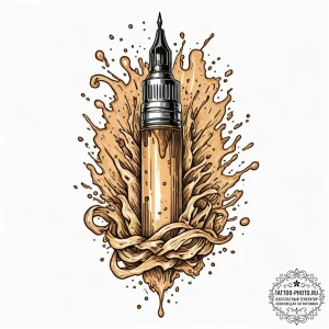Fountain pen with an ink spill, tattoo line a... - эскиз тату (№1751929390_0, 07.07.2025 23:03) — tattoo-photo.ru