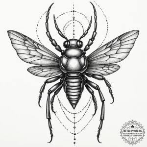 A graphic tattoo of a warrior bug from starsh... - эскиз тату (№1751929815_0, 07.07.2025 23:10) — tattoo-photo.ru