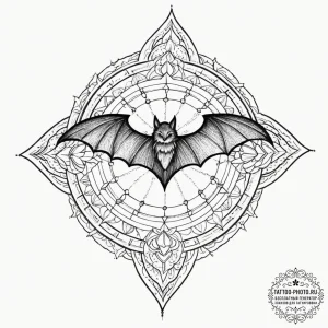 A neo-traditional tattoo of the bat-signal in... - эскиз тату (№1751930567_0, 07.07.2025 23:22) — tattoo-photo.ru