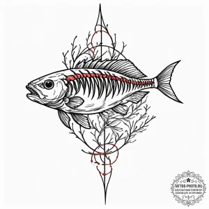 Fish skeleton, tattoo drawing outline, on a c... - эскиз тату (№1751930641_0, 07.07.2025 23:24) — tattoo-photo.ru