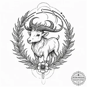 Tattoo sketch a zodiac animal integrated with... - эскиз тату (№1751931791_0, 07.07.2025 23:43) — tattoo-photo.ru