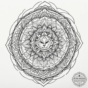 Chimera, tattoo line art, geometric tattoo st... - эскиз тату (№1751932381_0, 07.07.2025 23:53) — tattoo-photo.ru