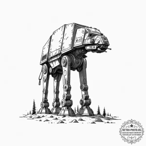 32. a graphic tattoo of an at-at walker, mini... - эскиз тату (№1751933226_0, 08.07.2025 00:07) — tattoo-photo.ru