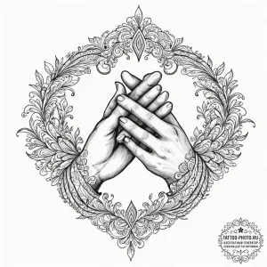 Tattoo design a silhouette of two hands holdi... - эскиз тату (№1751933396_0, 08.07.2025 00:09) — tattoo-photo.ru