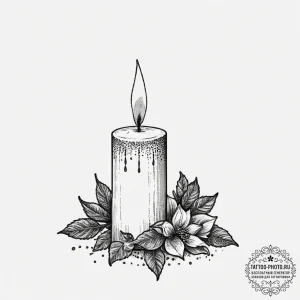 Tattoo sketch a single, elegant candle, flick... - эскиз тату (№1751934072_0, 08.07.2025 00:21) — tattoo-photo.ru