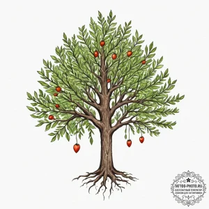 Tattoo sketch a seed growing into a mature tr... - эскиз тату (№1751934157_0, 08.07.2025 00:22) — tattoo-photo.ru